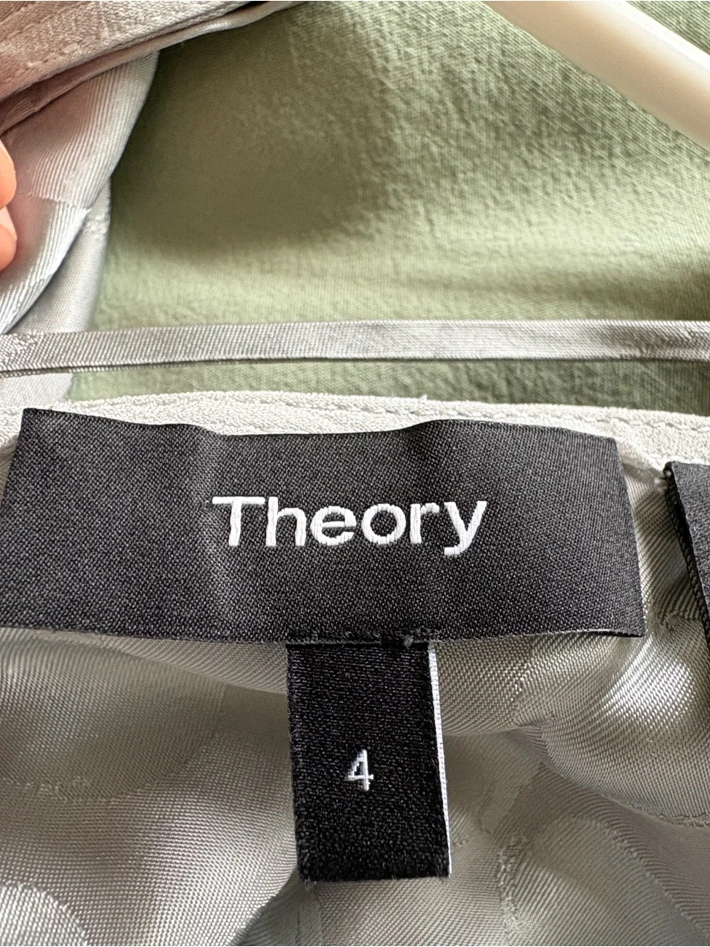 Theory Silver-Gray Satin Slip Dress with Subtle Dot Jacquard